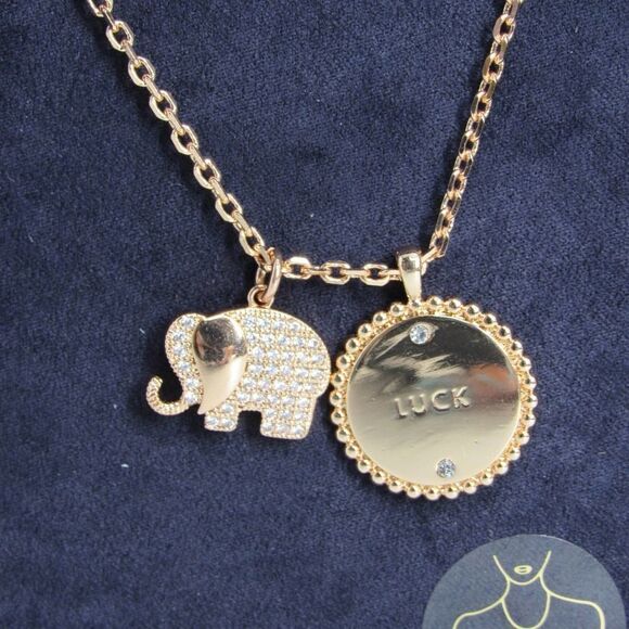 Lucky Brand Rose Gold Necklace Elephant Luck Charm - Picture 4 of 8